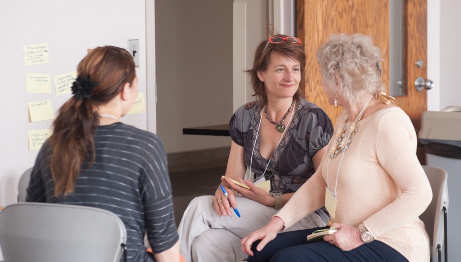 Students in a small discussion group